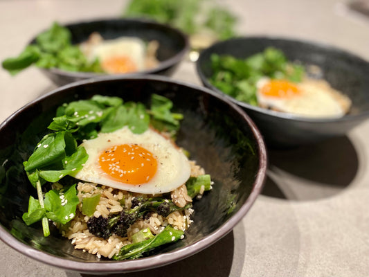 Recipe 11: Sprouting broccoli and mushroom rice bowl