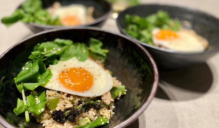 Recipe 11: Sprouting broccoli and mushroom rice bowl