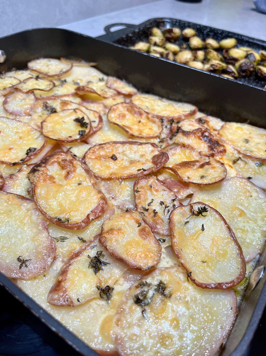 Recipe 14: Red pontiac gratin with brussel sprouts