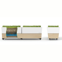Double and Single White Self Watering Planters with self watering mechanism diagram